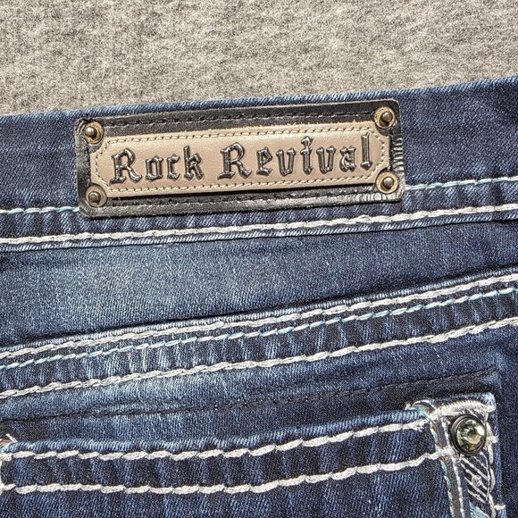 Rock Revival Jeans Womens 34 Blue Easy Boot Betty Bootcut Embroidered Denim - Picture 6 of 11